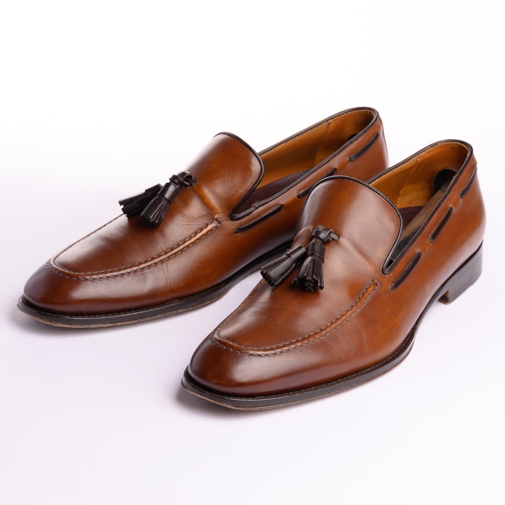 Men’s Bruno Magli Fabiolo Two-Tone Brown and Tan Tassle Loafers - size 11 M